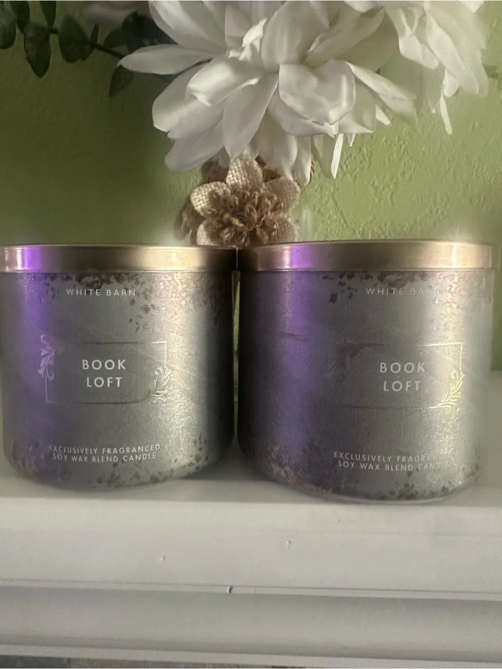 White Barn Book Loft Metallic Silver Scented Candle Duo - Picture 1 of 4